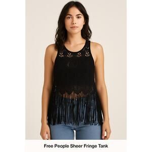 🖤 Free People Sheer Fringe Tank - Medium
